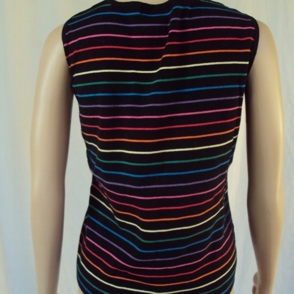 Pride!- World Republic Black Sweater with Rainbow Stripes Sleeveless Size Large - Picture 6 of 7